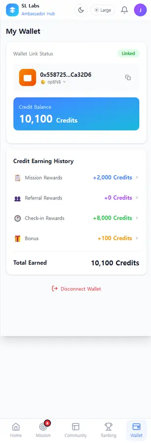 Thor wallet and earning history