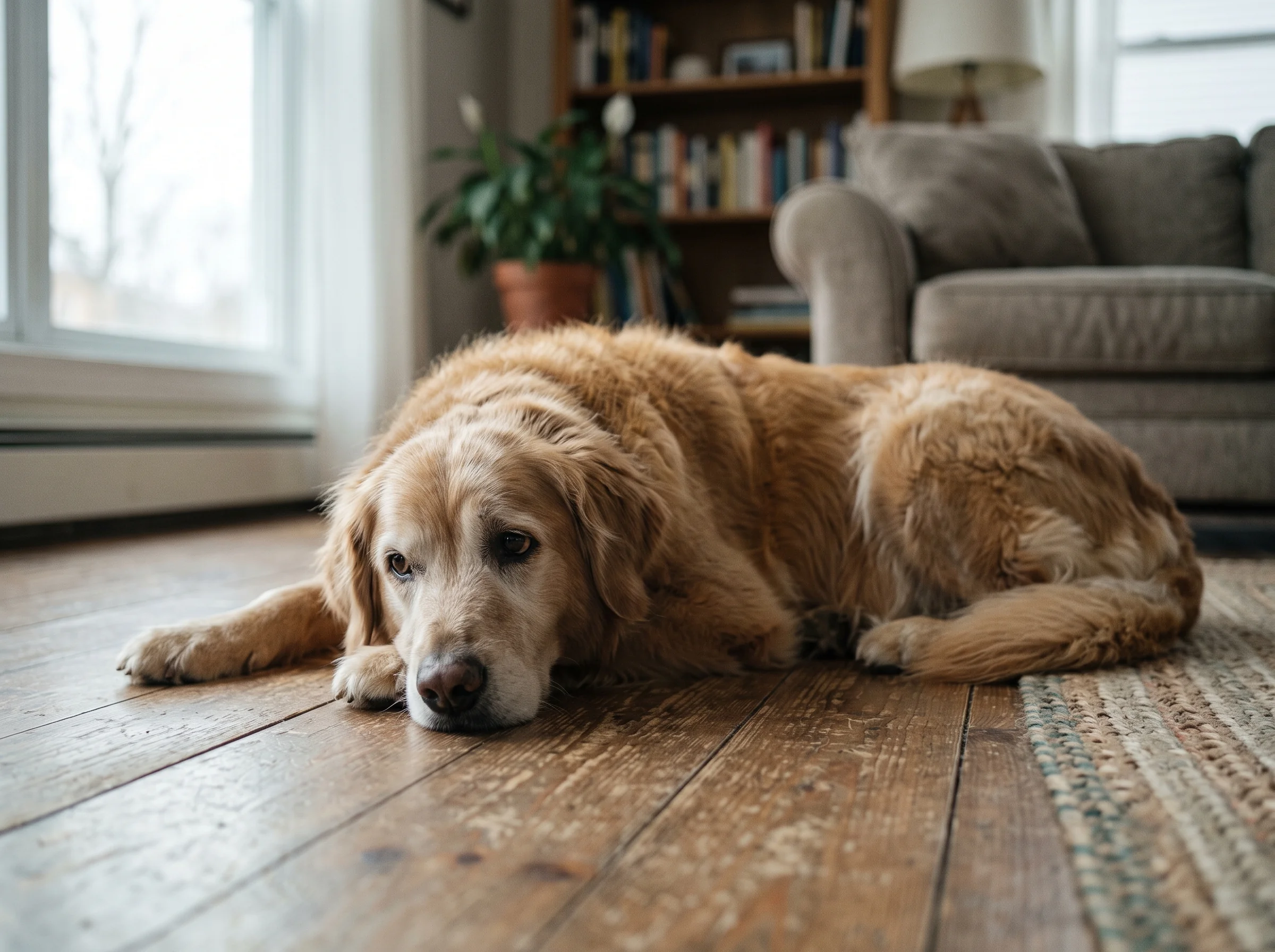 A twelve-year-old dog who hides the pain