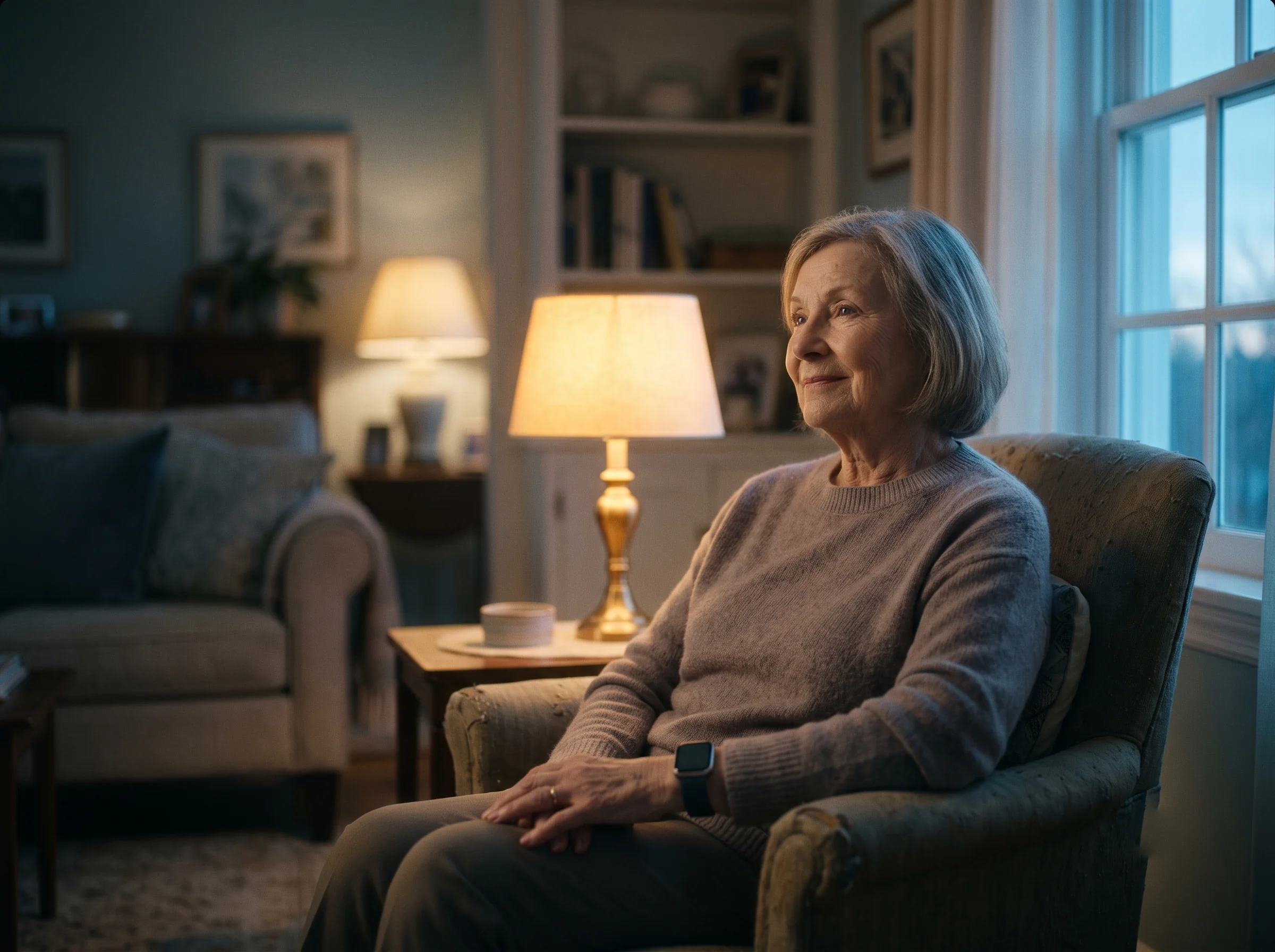 A mother who lives alone, at dawn